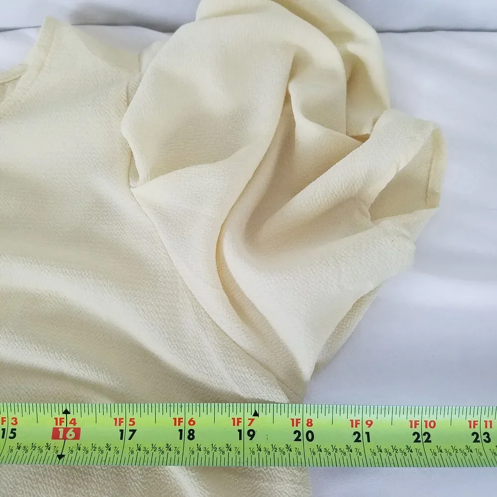 Bluheaven Shirt Womens Medium Top Yellow Short Cold Shoulder Sleeve‎ Round Neck - Picture 7 of 9
